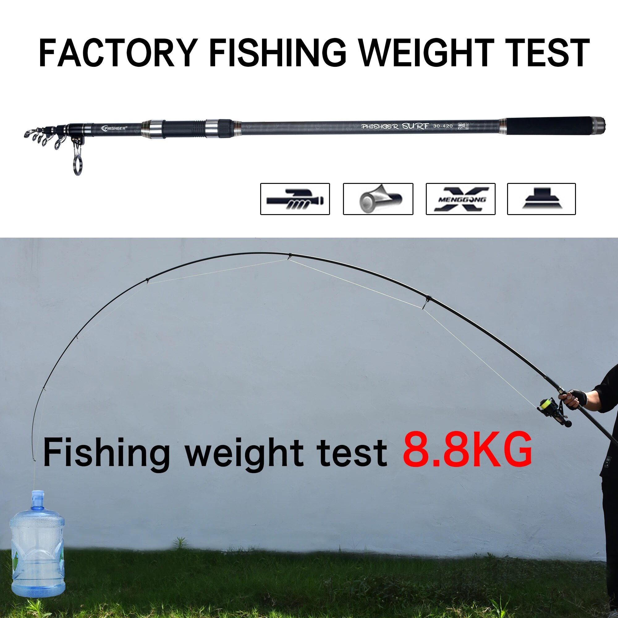 PHISHGER Vara giratória telesc - Fishing Rod Surf avaliação e preço