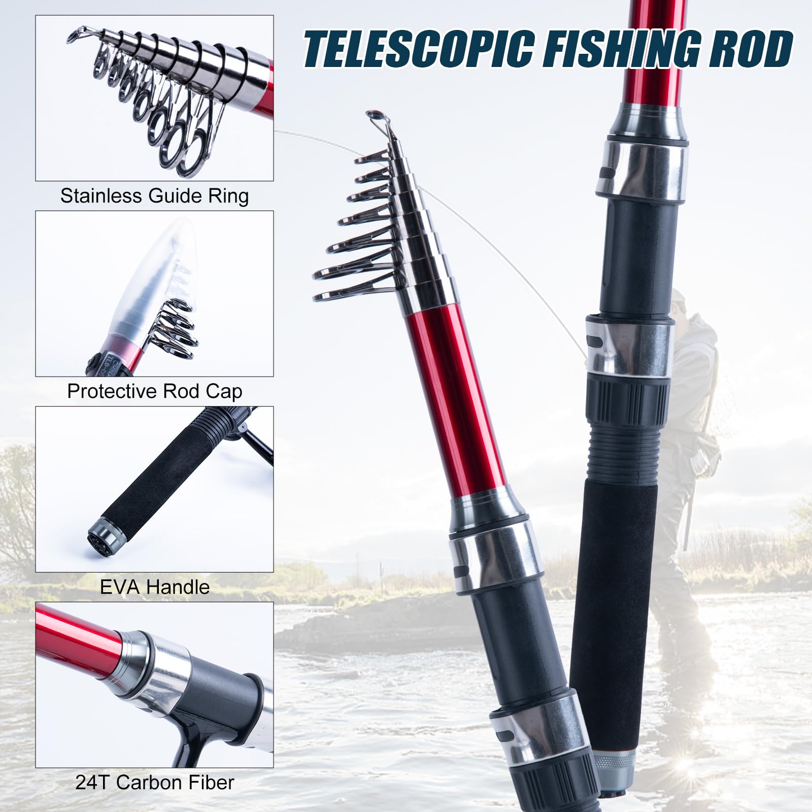Goture 2 peças de vara de pesc - Fishing Rod Combo avaliação e preço