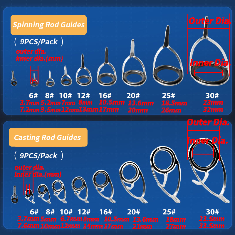 9 pçs guia de vara de pesca an - Fishing Rod Building Kit avaliação e preço